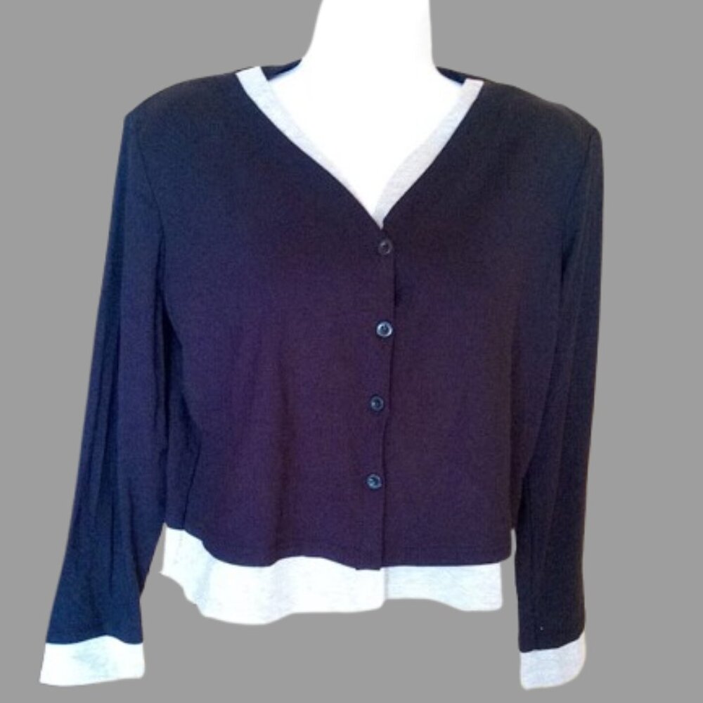 Long Sleeve Black and Gray Cardigan Sweater Size NEW NWOT Size Large